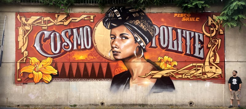Fresque murale « Cosmopolite » par Piscologik
