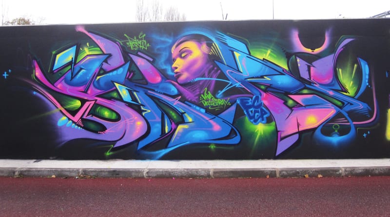 Fresque murale « Toulouse » par Piscologik