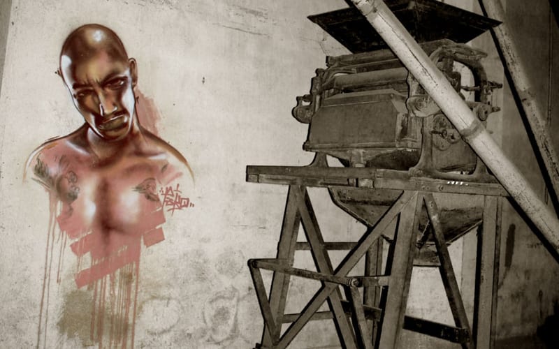 Fresque murale « Black Steel » par Piscologik, vue 2 sur 2