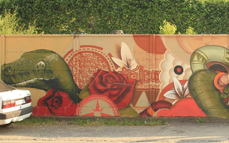 Fresque murale « Junkers part1 » par Piscologik, vue 2 sur 3