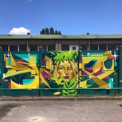 Fresque murale « JAM GRAFFITI · METZ 2021 » par Piscologik, vue 1 sur 4