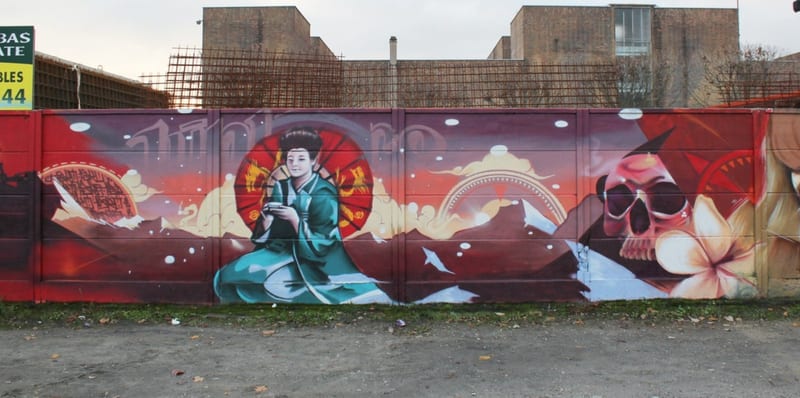 Fresque murale « Junkers part 2 · Graffiti Strasbourg » par Piscologik, vue 2 sur 4